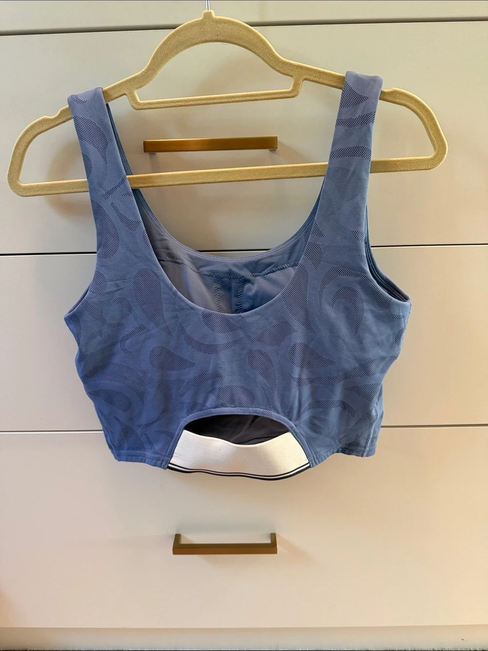 lululemon athletica Women's Periwinkle Blue Crop Sports Bra with Tonal Pattern